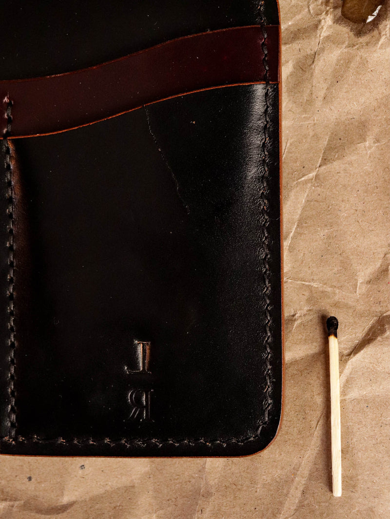 Bifold Card Wallet in Black Shell Cordovan