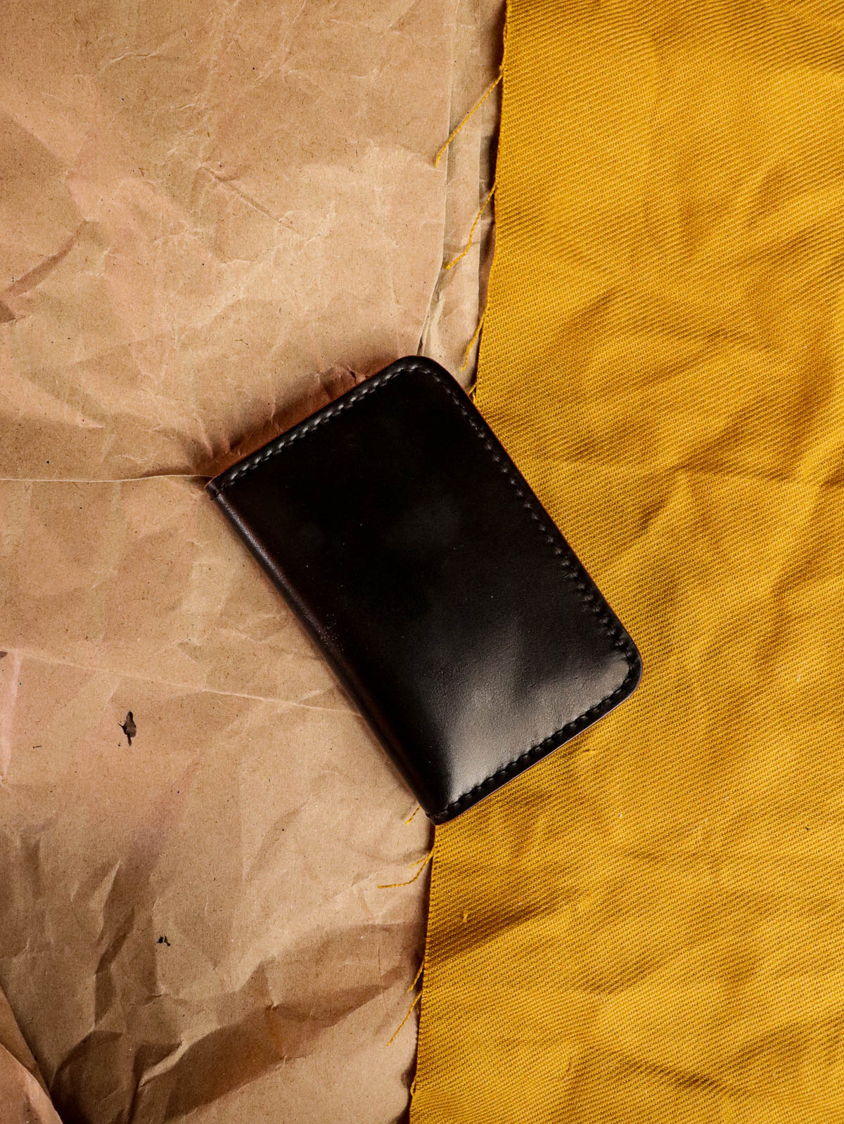 Bifold Card Wallet in Black Shell Cordovan