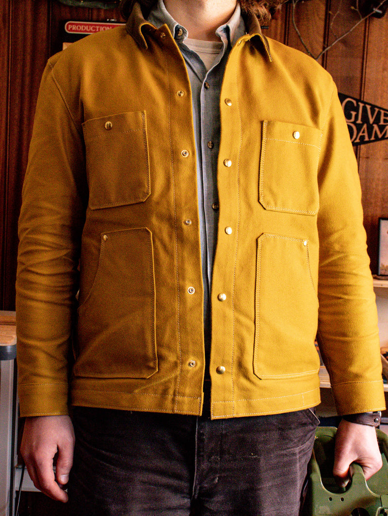 rugged twill work jacket in cumin